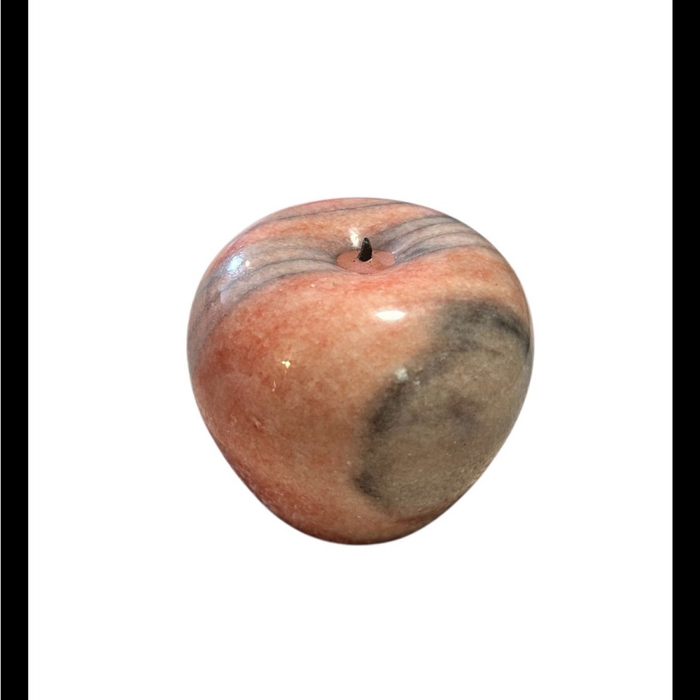 Red Black Marble Natural Stone Apple Paperweight - Picture 2 of 4